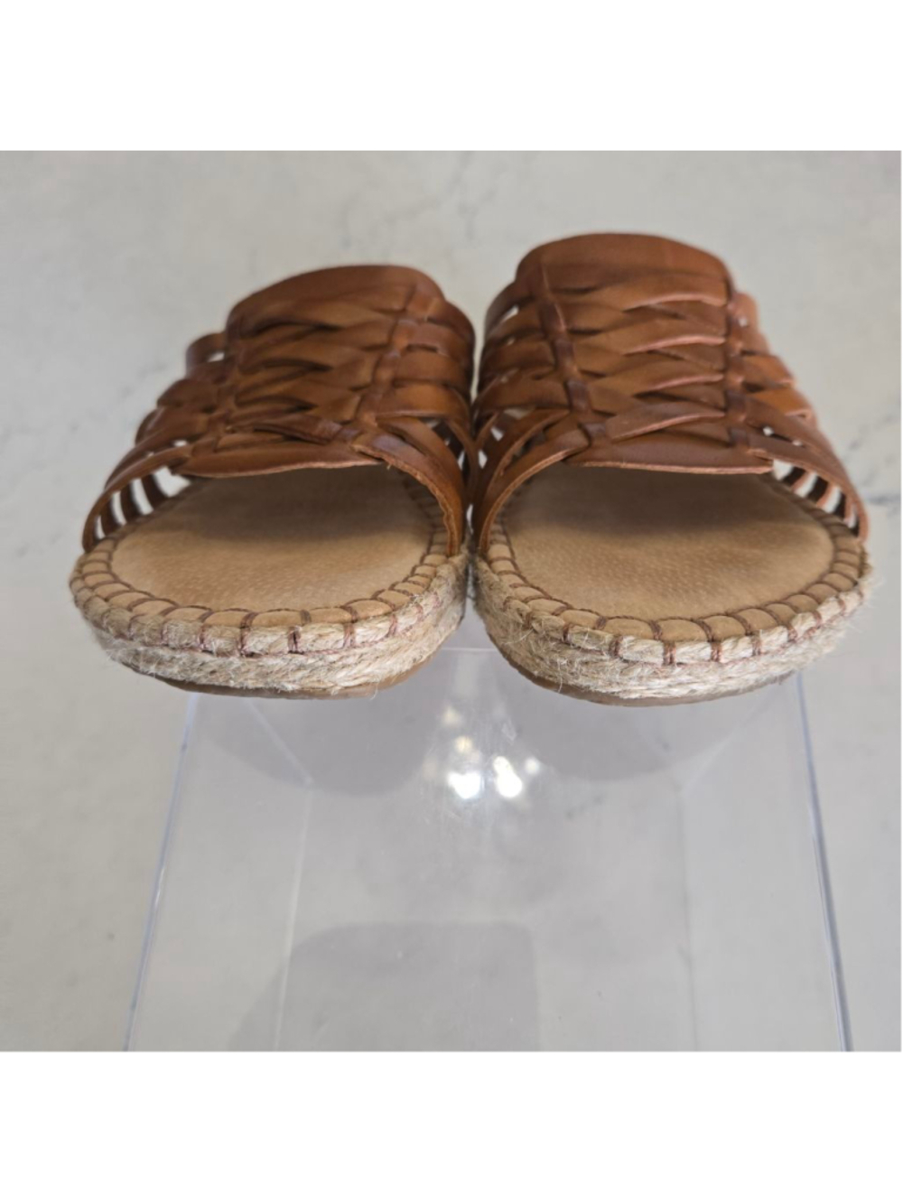 Women's Nurture Brown Woven Leather Espadrille Wedge Sandals 7.5 - Picture 6 of 10